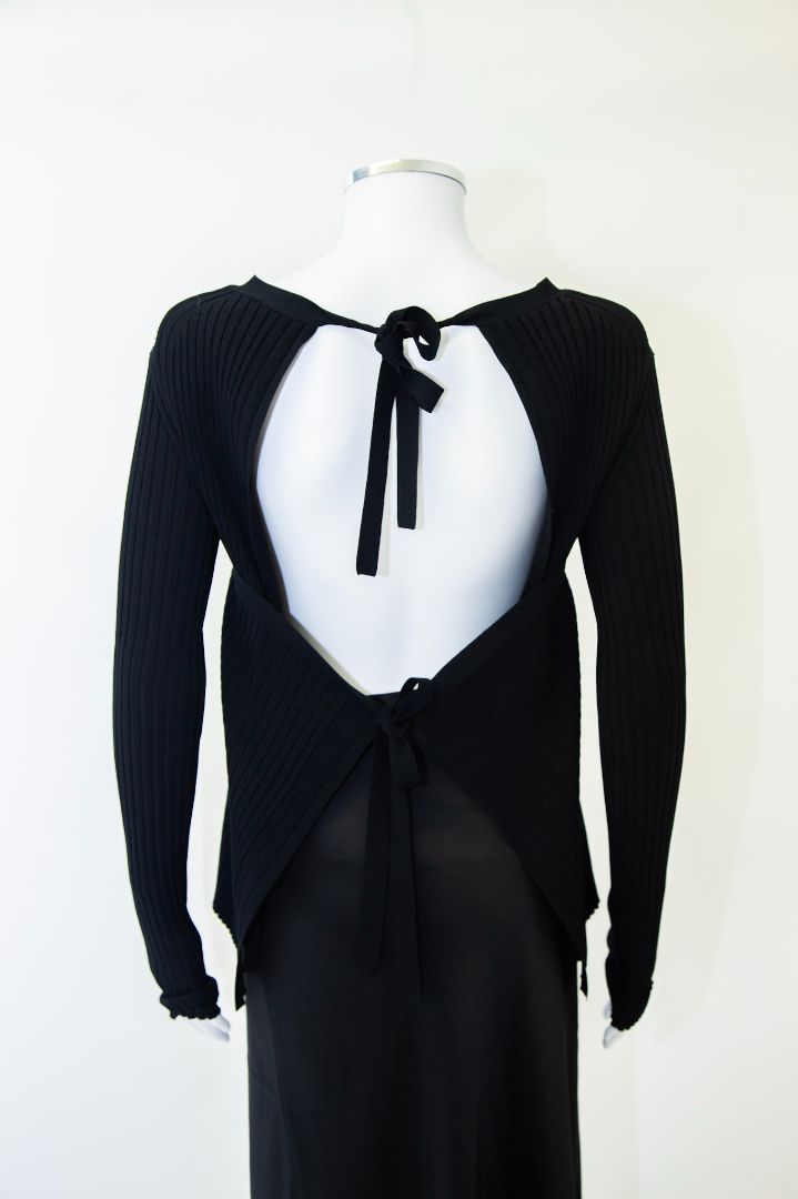 Helmut Lang L/S Ribbed Backless Top Black S