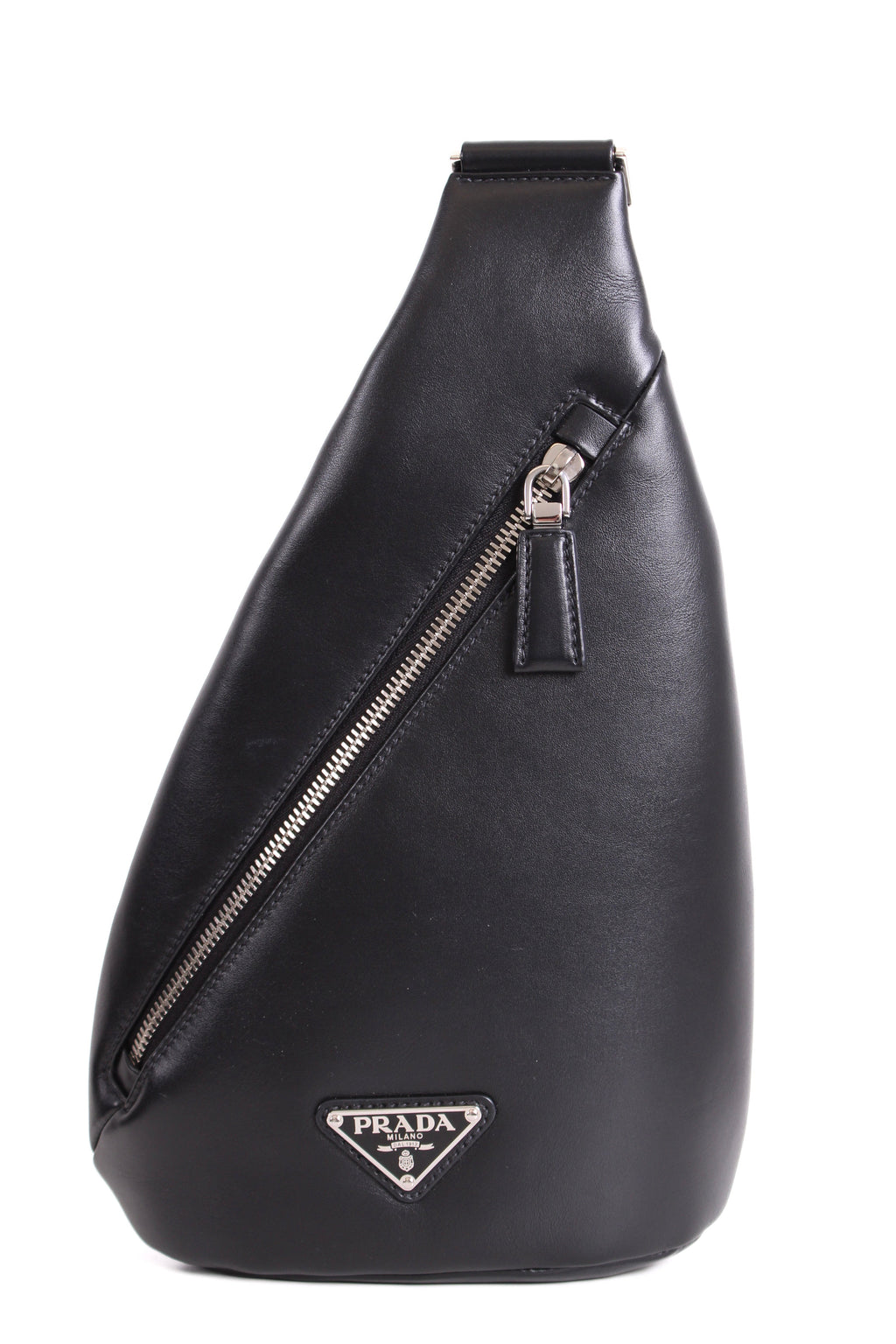 Prada Leather Triangle Crossbody Bag Black