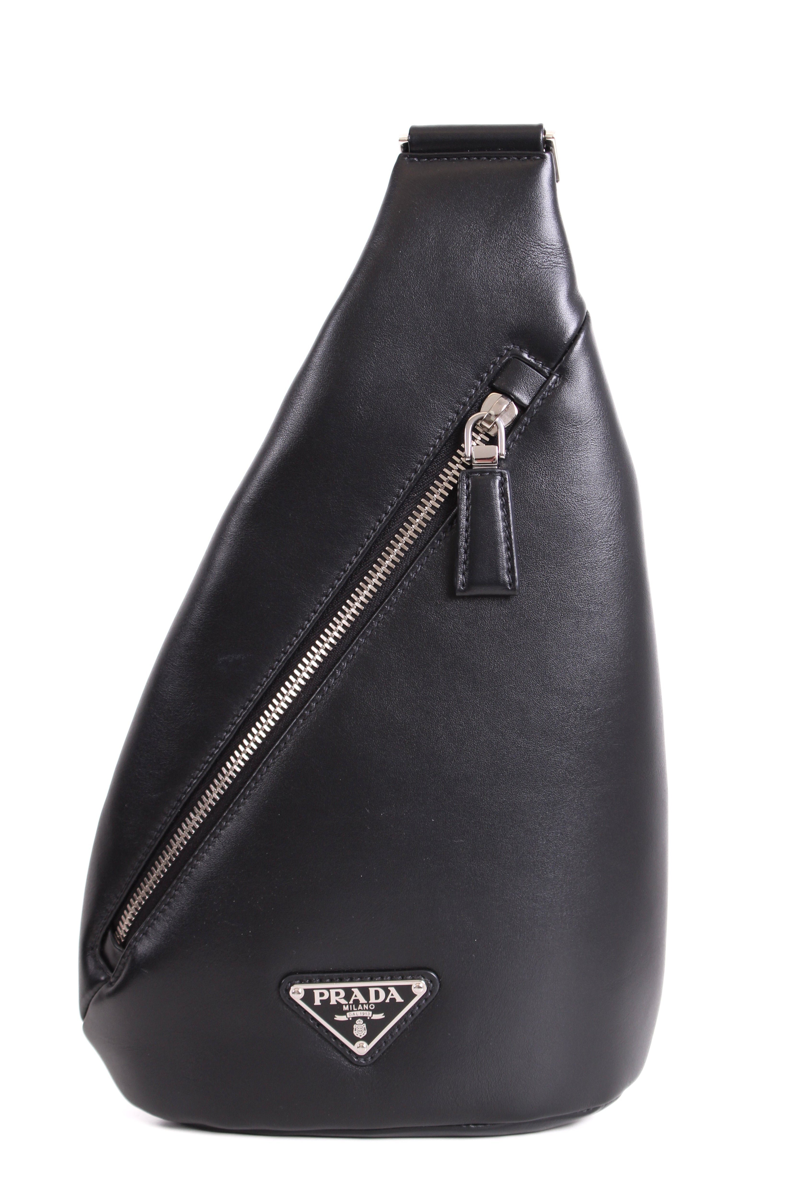 Prada Leather Triangle Crossbody Bag Black