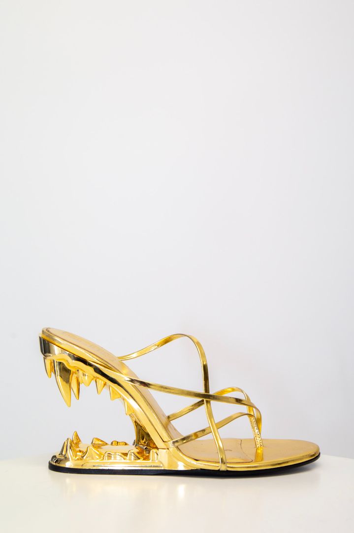 GCDS Marso Thong Teeth Heels Gold 38