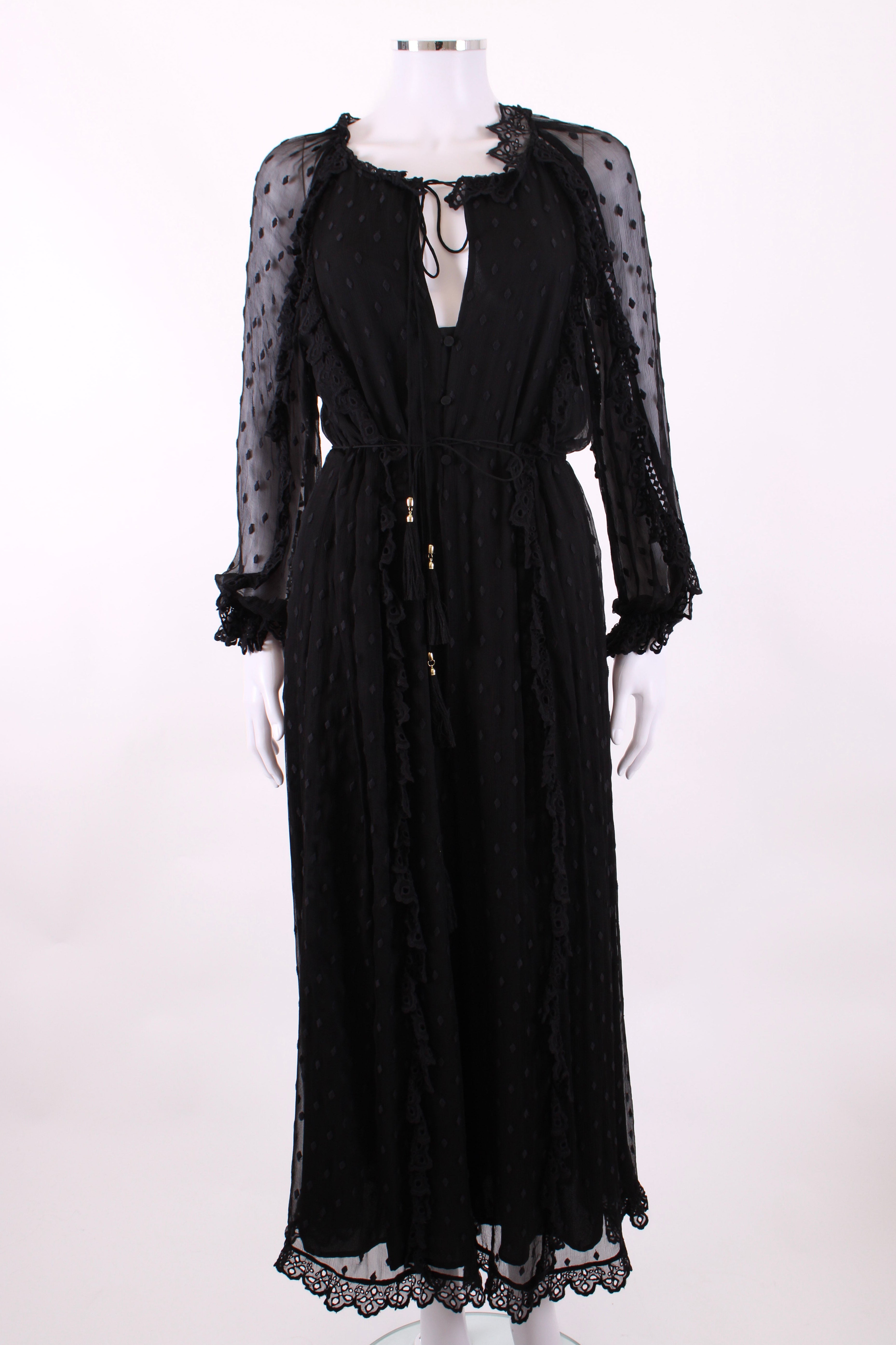 Zimmermann L/S Ruffle Jumpsuit Black S