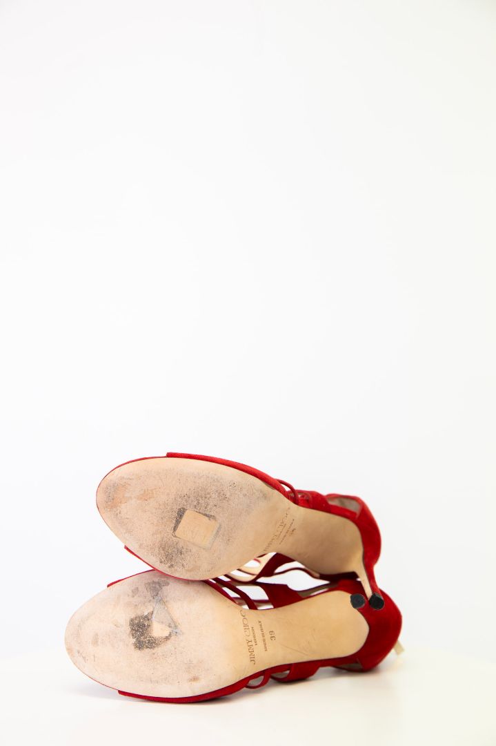 Jimmy Choo Cut out ankle zip heels Red 39