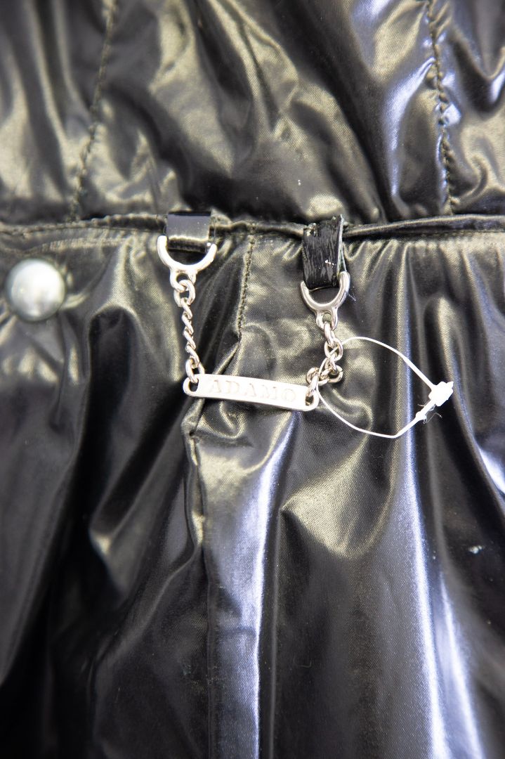 Adamo Fur Trim Patent Quilted Jacket Black 40