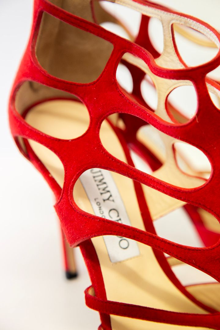 Jimmy Choo Cut out ankle zip heels Red 39