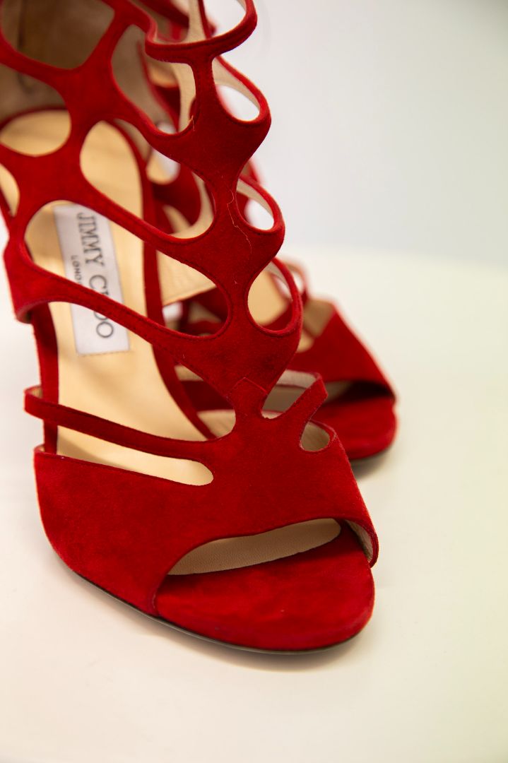 Jimmy Choo Cut out ankle zip heels Red 39