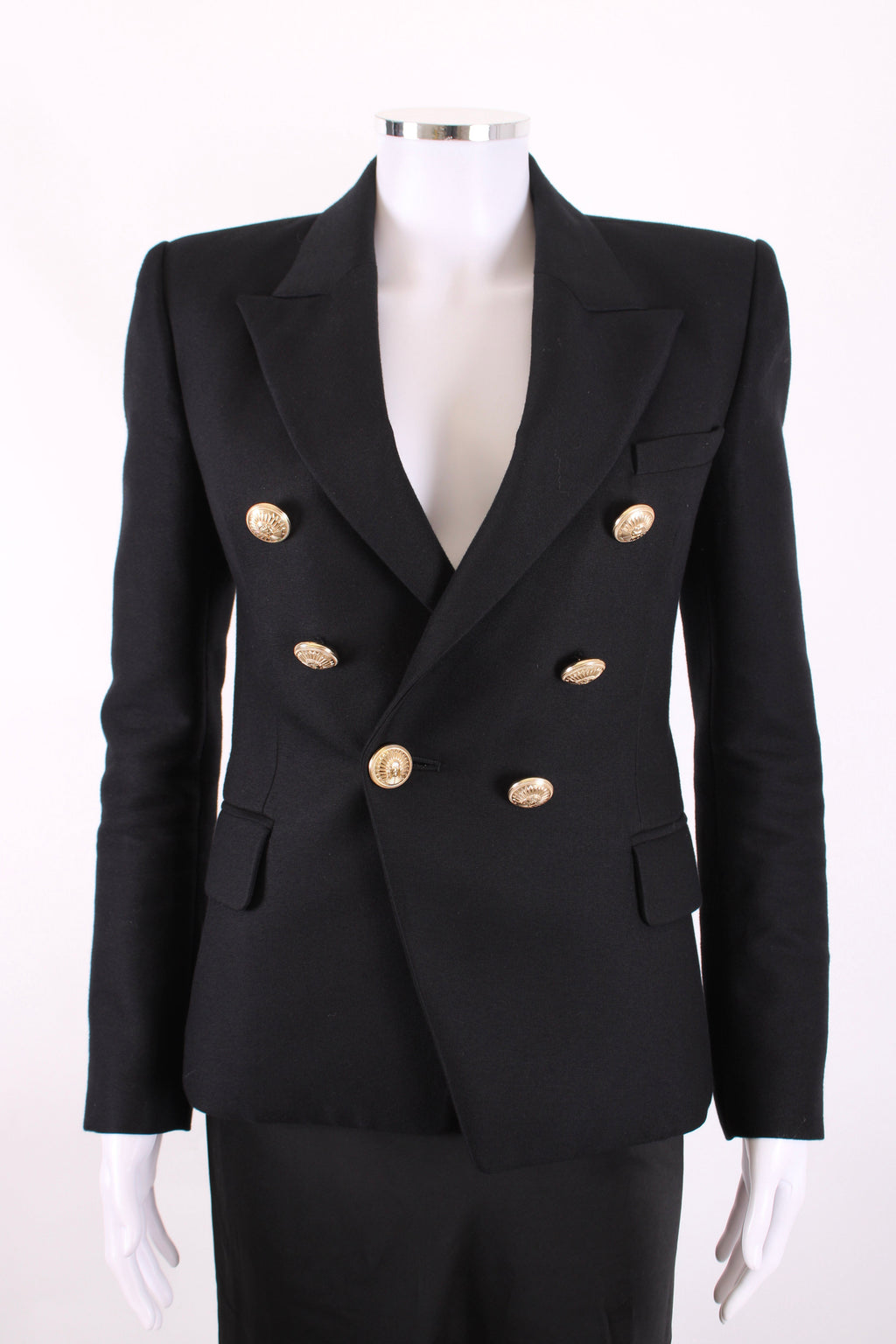 Balmain Gold Button Blazer Black 10
