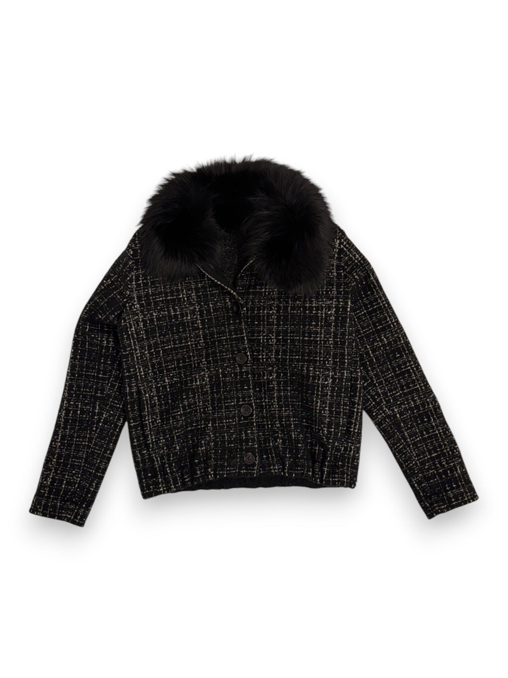 Prada tweed jacket black grey, product photo 2