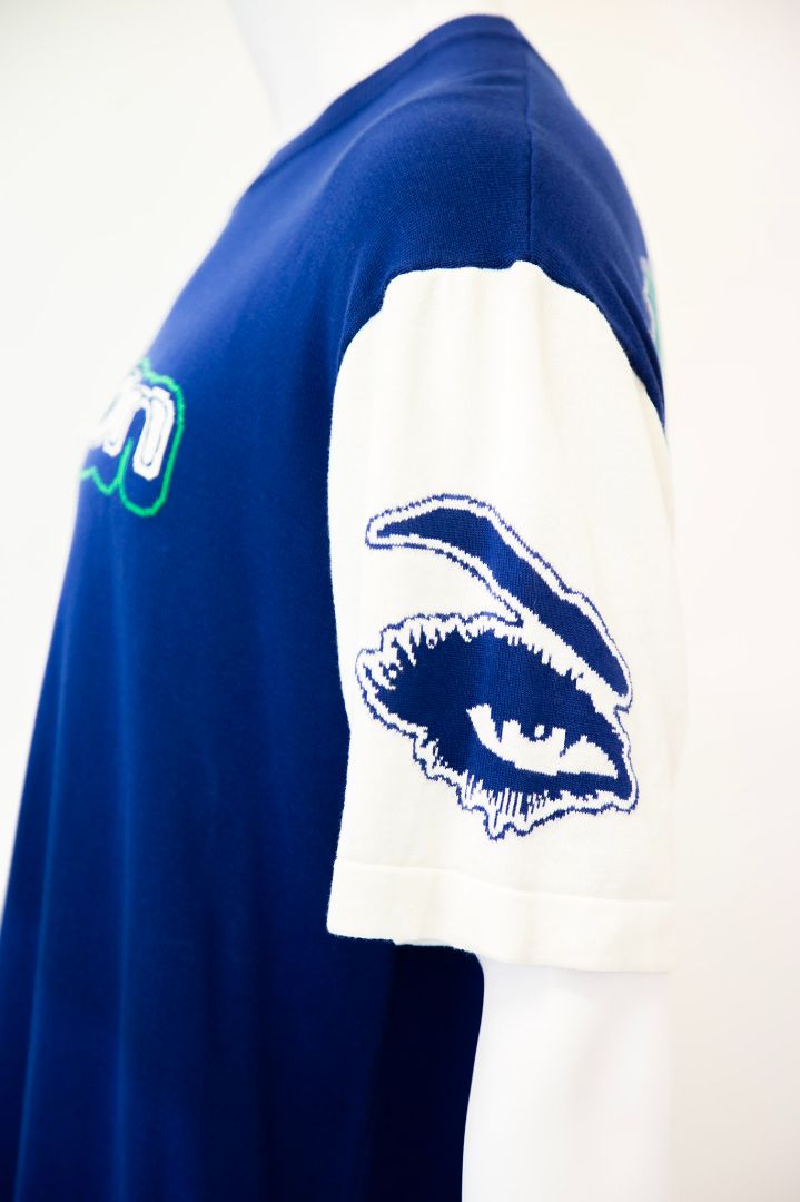 Louis Vuitton S/S Graffiti Logo Knit Top Blue/ White XL