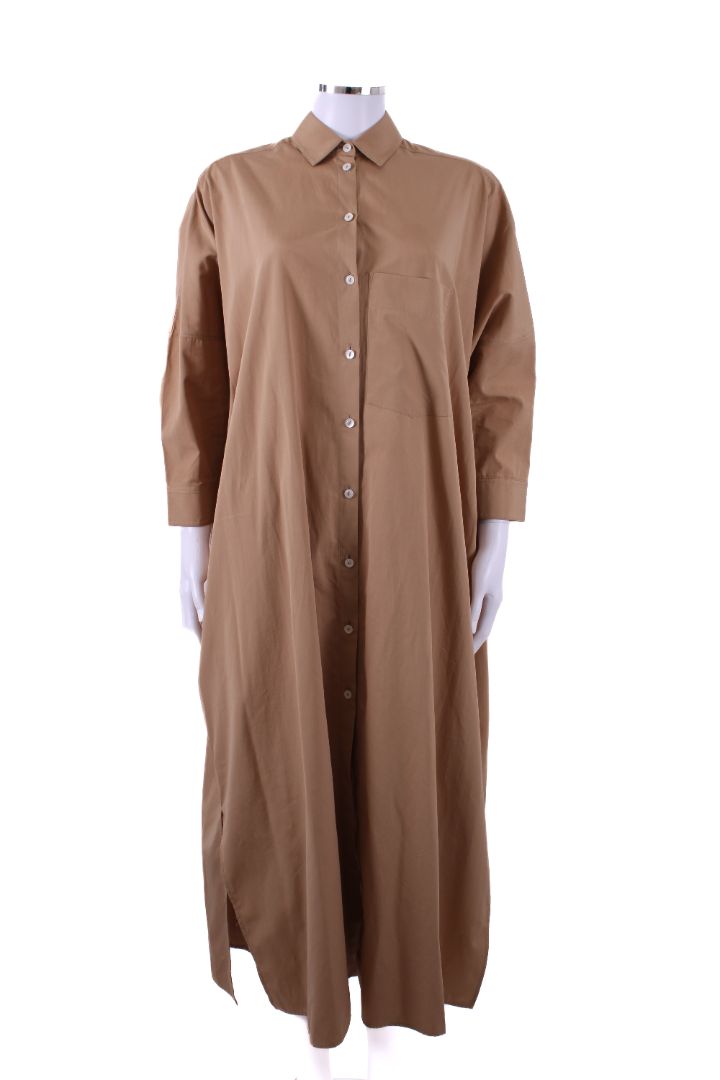 Jil Sander L/S Pleat Back Shirt Dress Beige 8