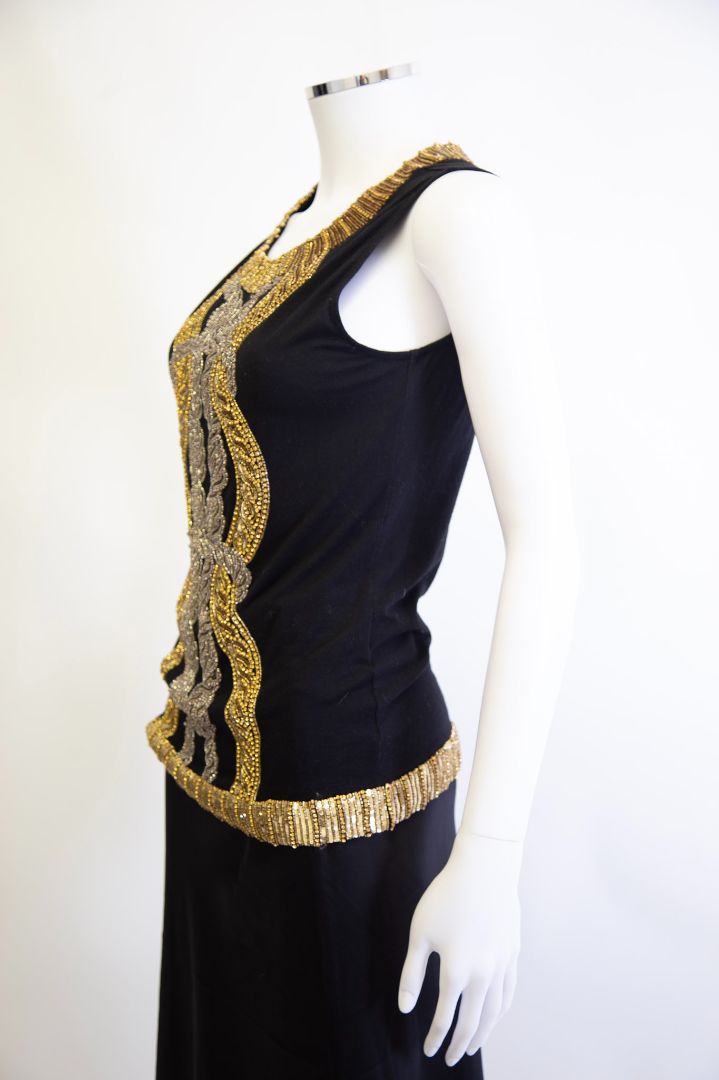 Balmain S/S Embellished Top Black/ Gold 8