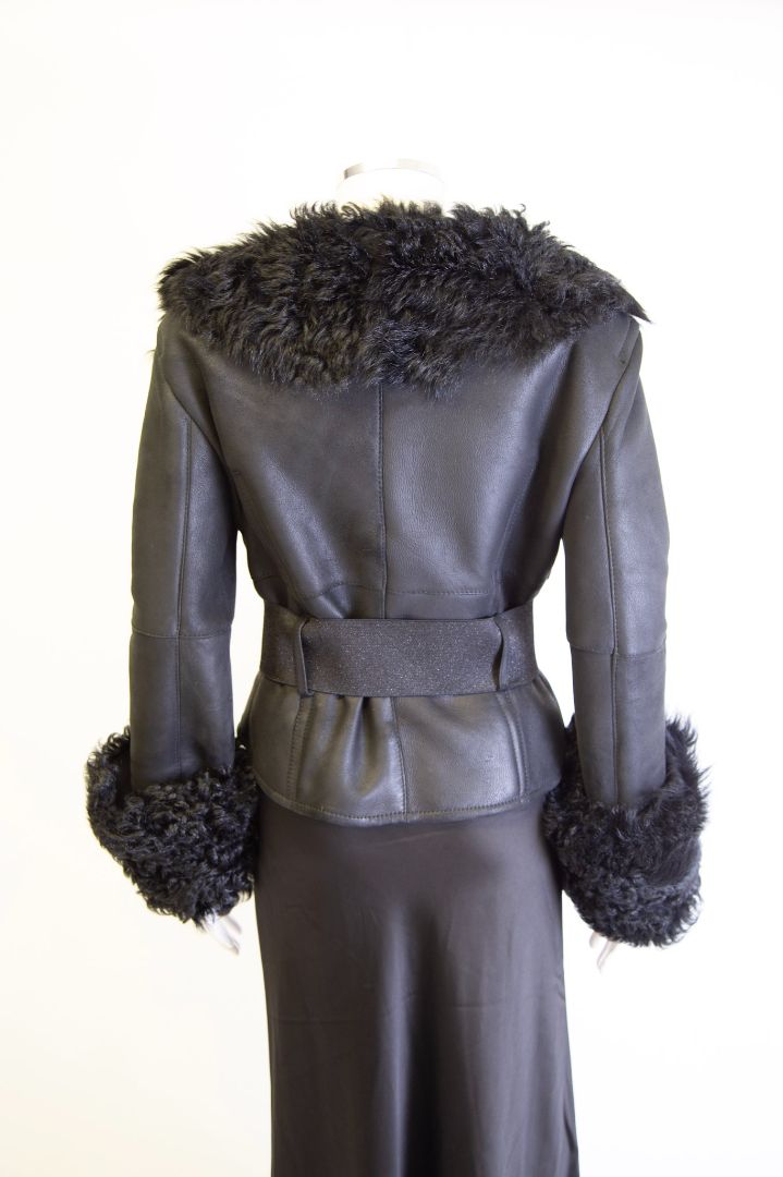 SportMax Shearling Biker Jacket Black 12