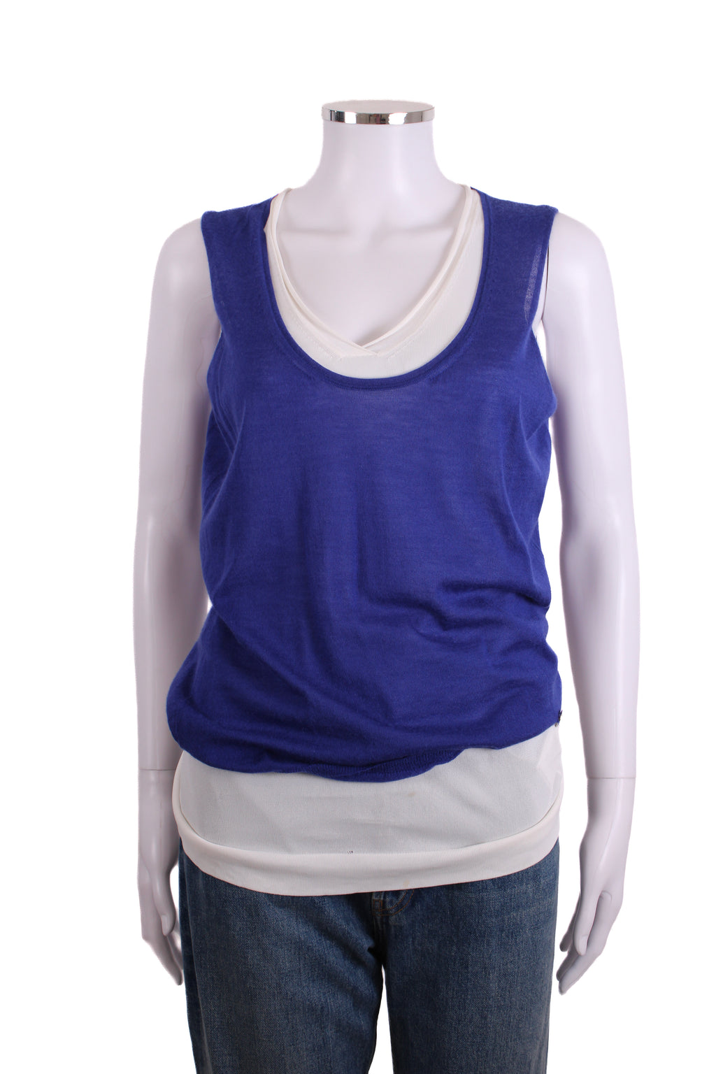 Gucci S/S Layered Knit Top Blue/ White M