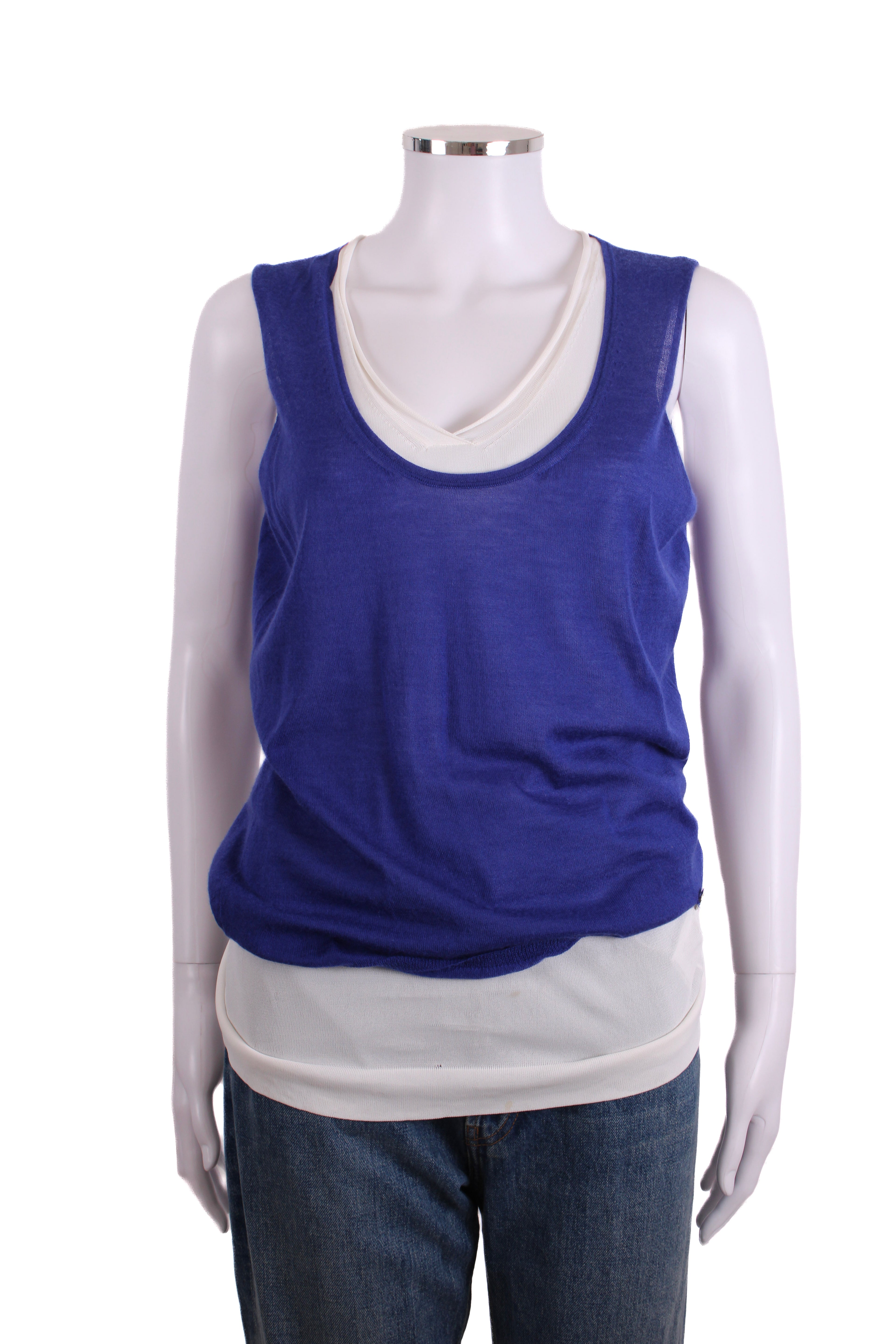 Gucci S/S Layered Knit Top Blue/ White M