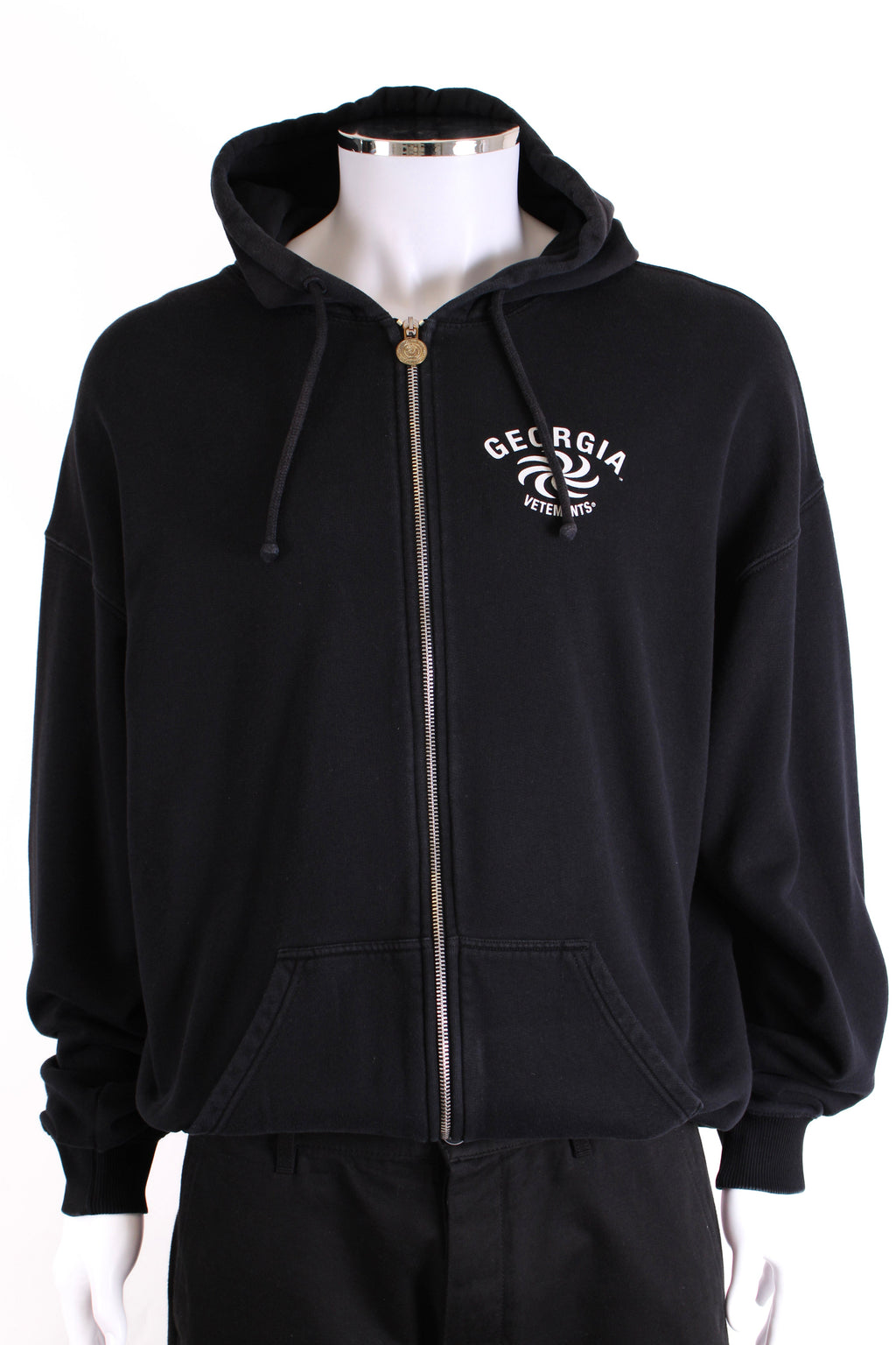 Vetements Logo Full Zip Hoodie Black L