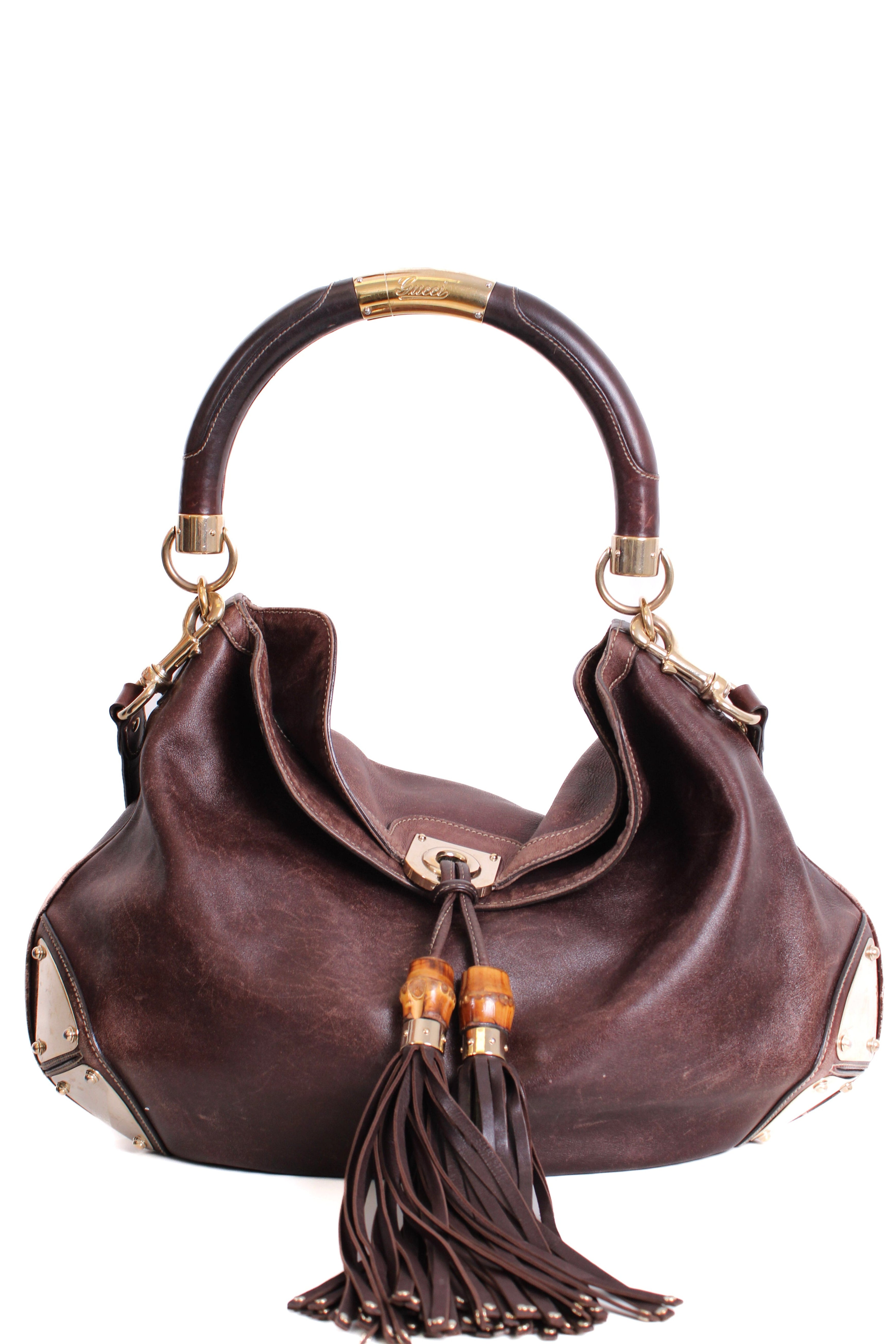 Gucci Indy Hobo Tassel Bag Brown