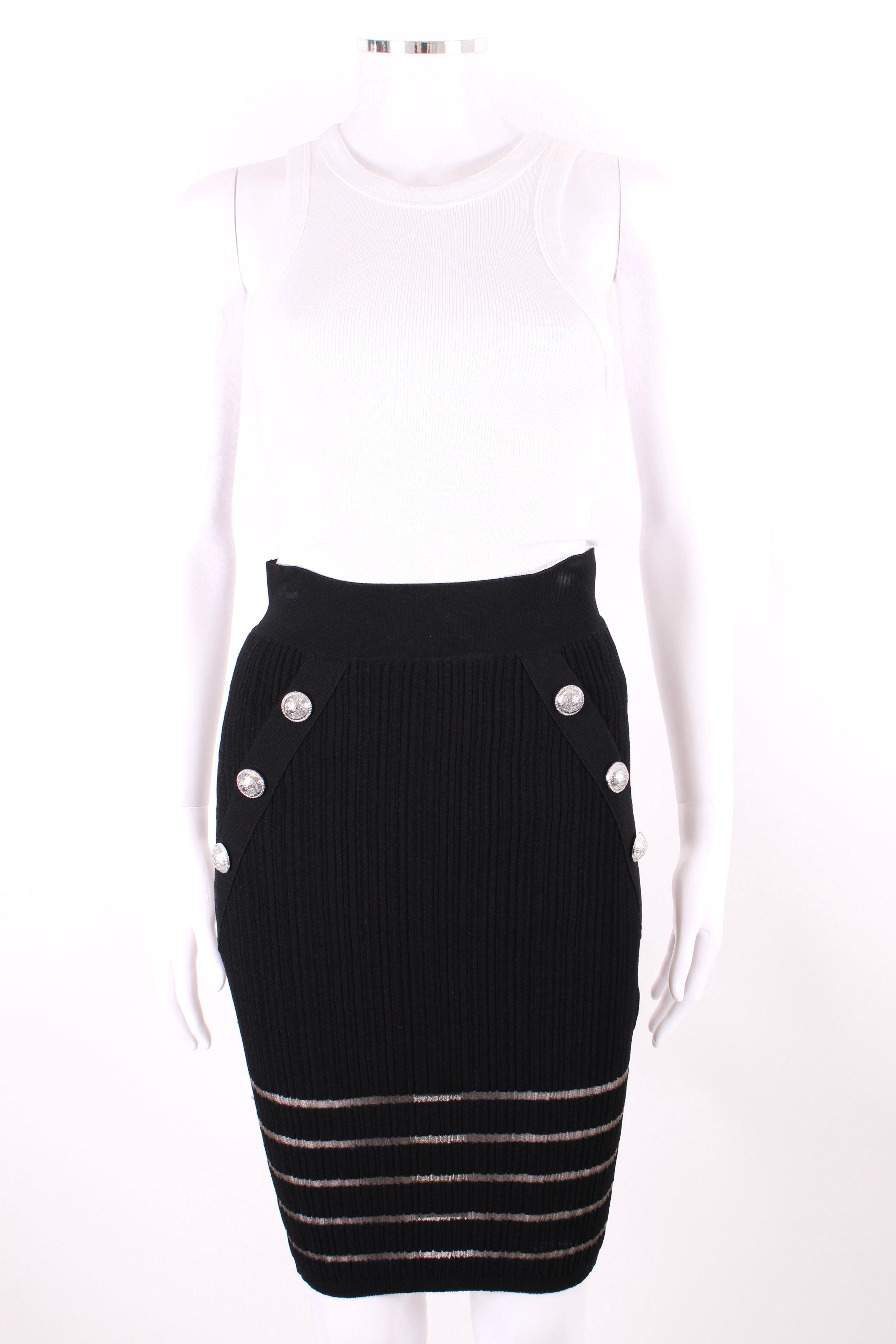 Balmain Knit Skirt Black & Grey S