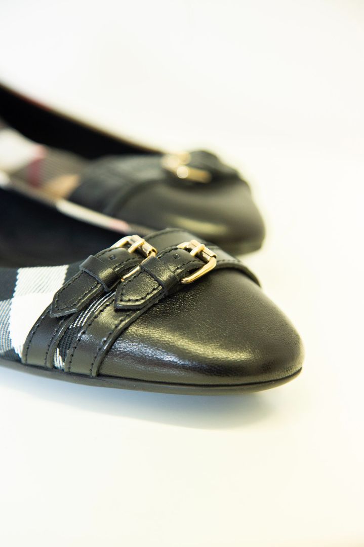 Burberry Check Ballet Flat Shoes Beige/ Black 41