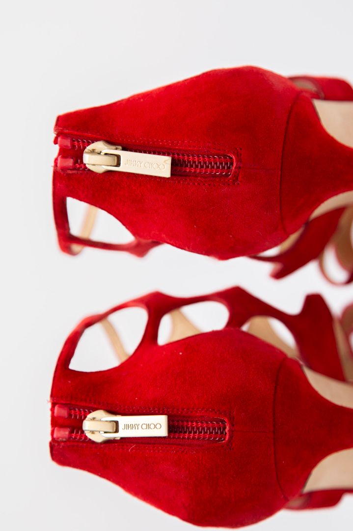 Jimmy Choo Cut out ankle zip heels Red 39