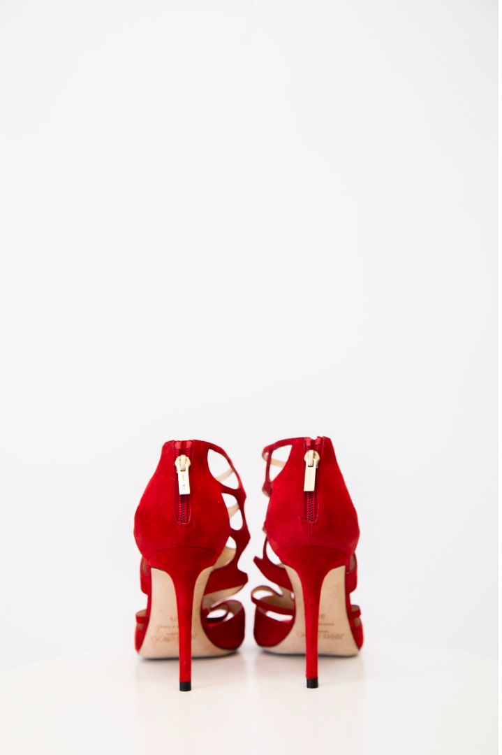 Jimmy Choo Cut out ankle zip heels Red 39