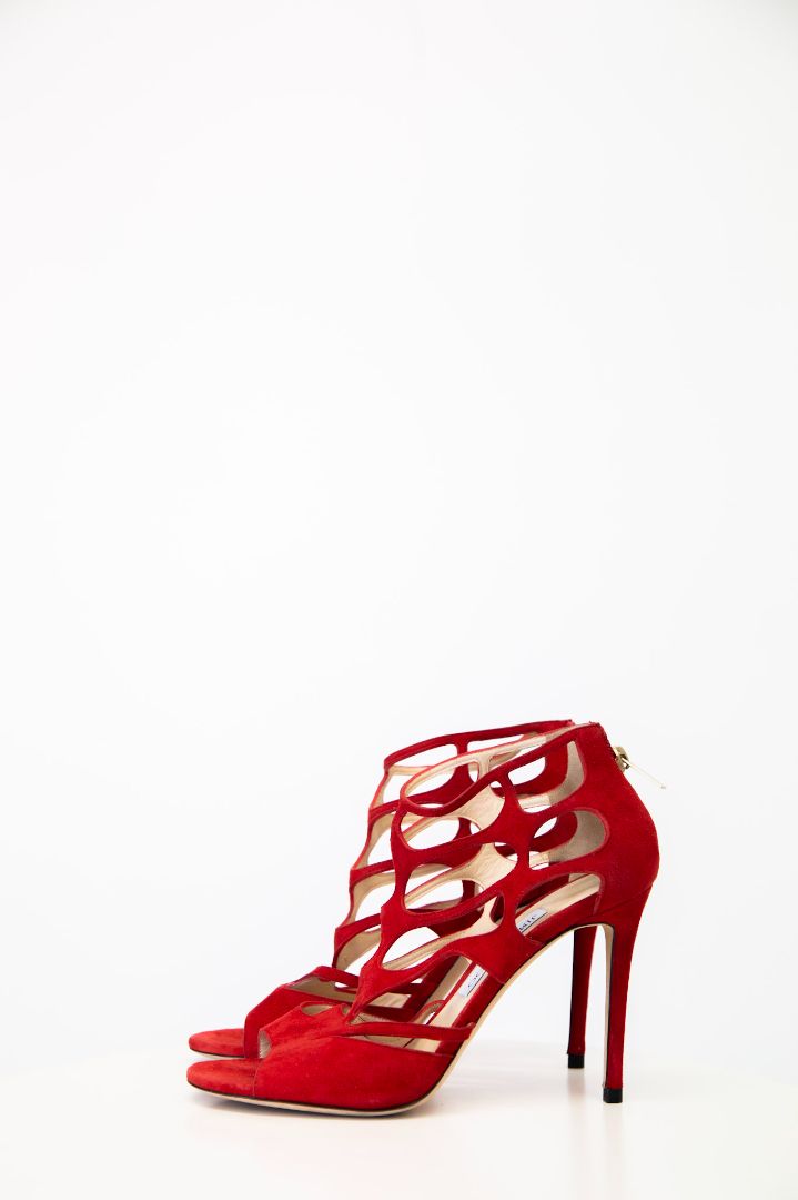 Jimmy Choo Cut out ankle zip heels Red 39