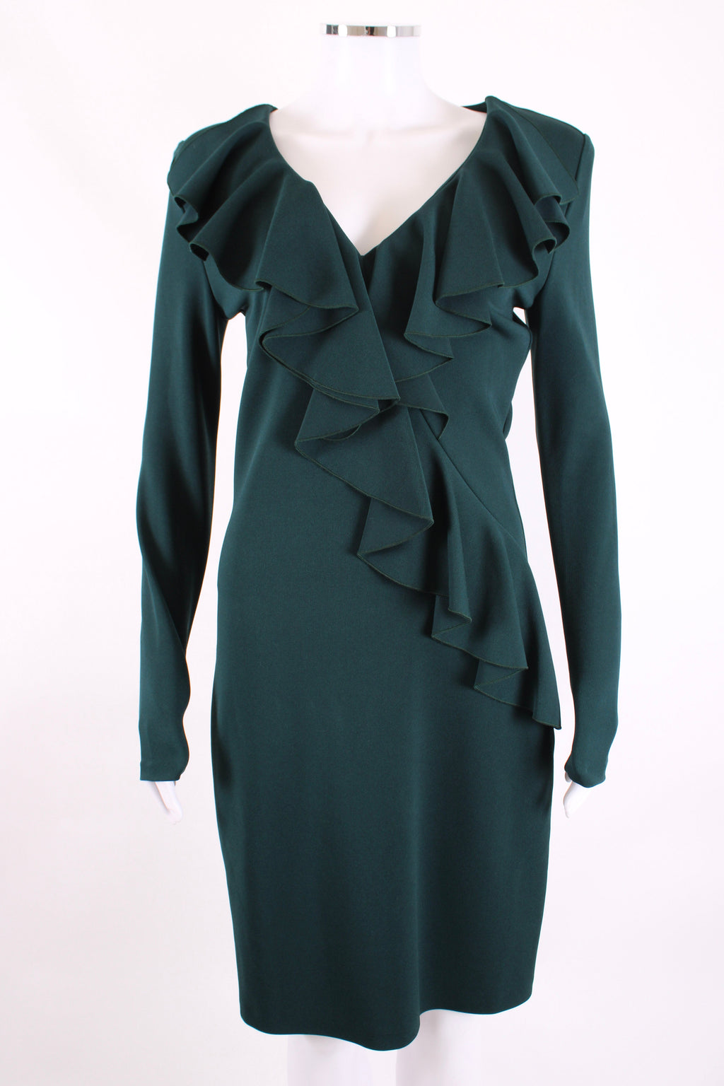 Balmain L/S Ruffle Front Dress Green 12