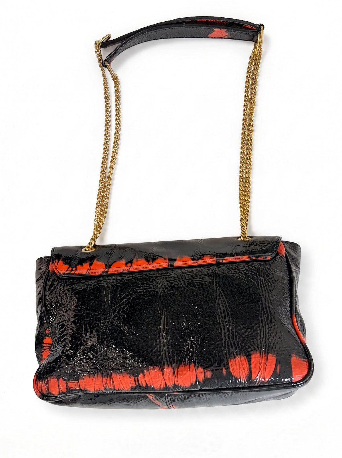 Vivienne Westwood Patent Tie Dye Handbag Black/ Orange
