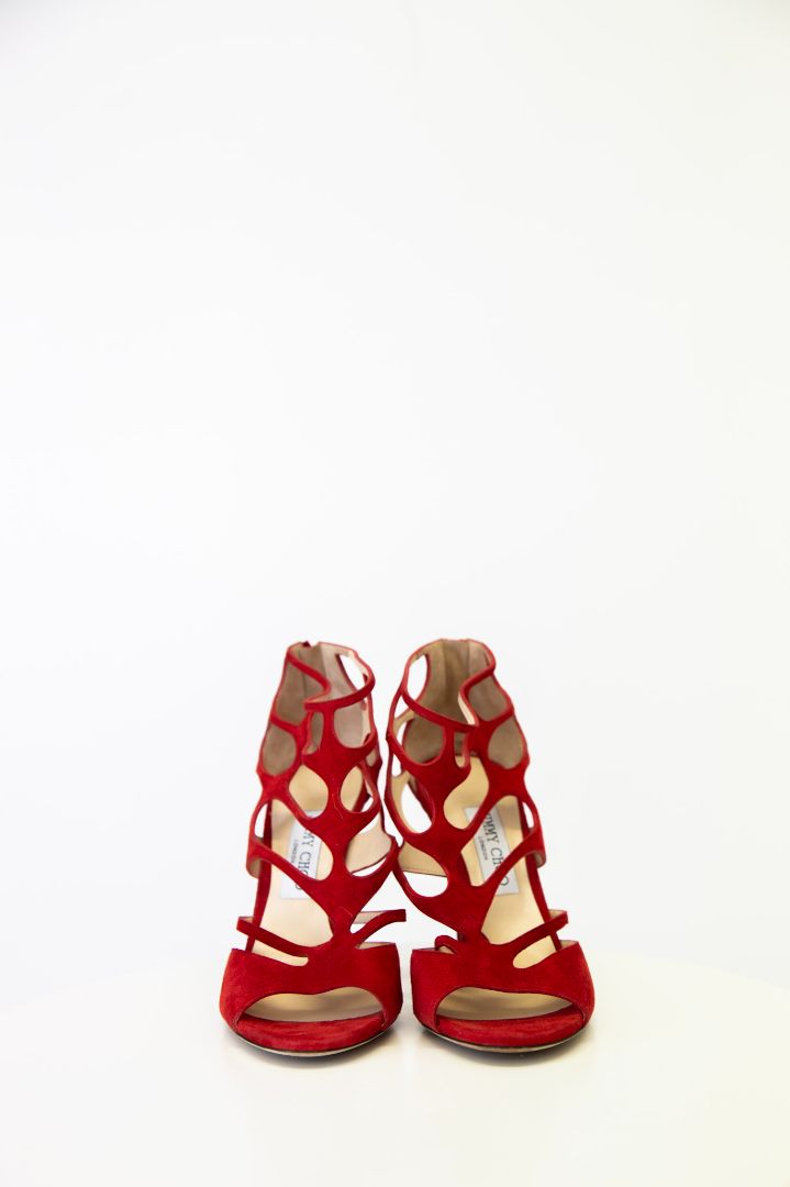 Jimmy Choo Cut out ankle zip heels Red 39