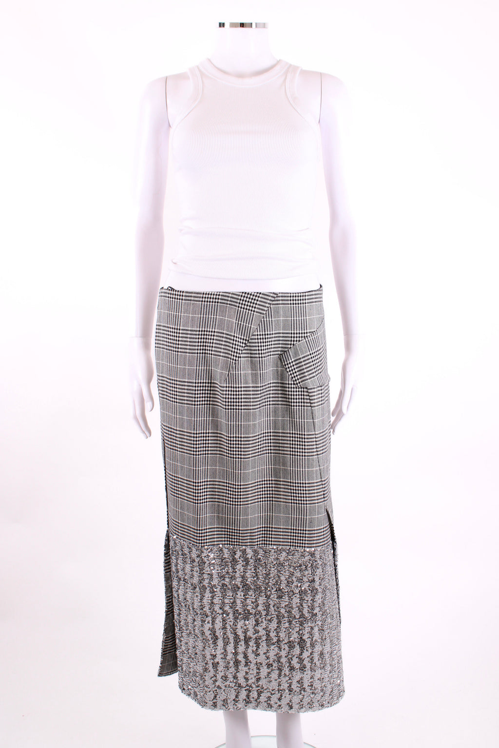 Roland Mouret Check Sequin Skirt Black/ White M