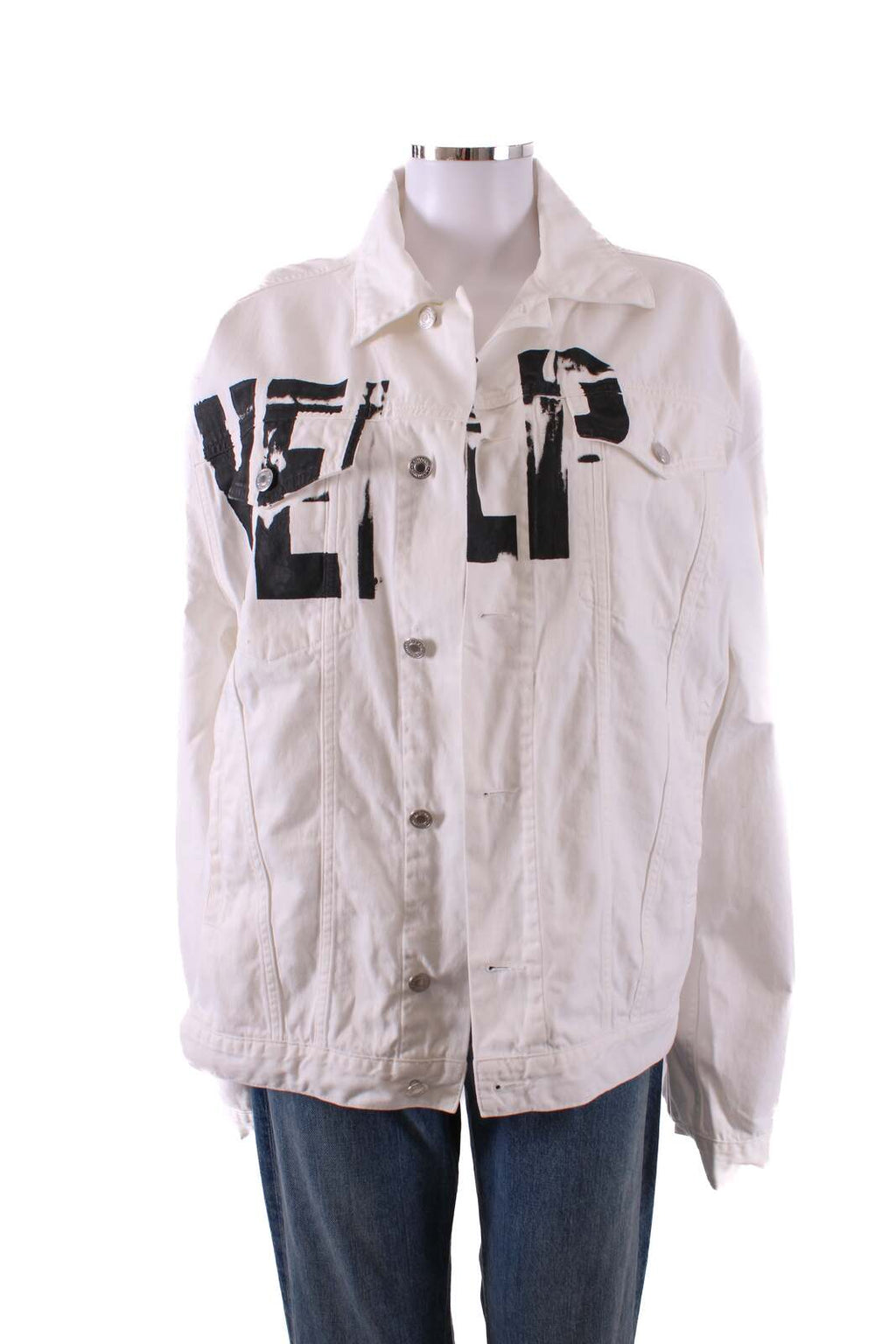 Katherine Hamnet London Help Denim Jacket White/Black S