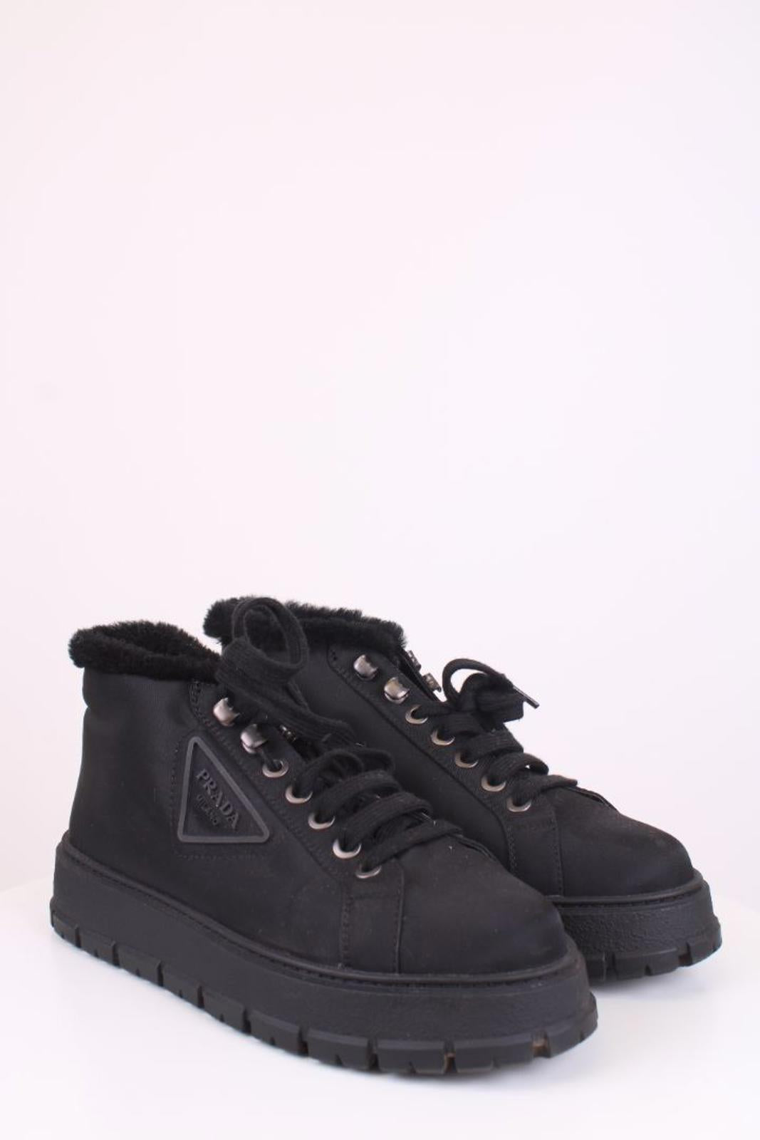 Prada Shearling Lined Trainers Black 40