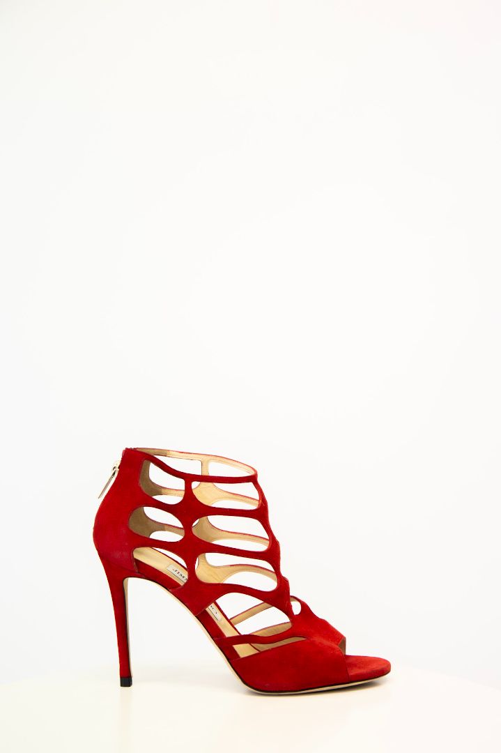 Jimmy Choo Cut out ankle zip heels Red 39