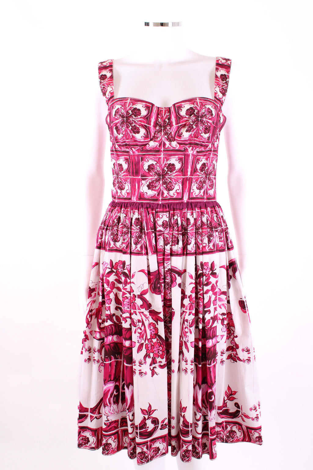 Dolce & Gabbana Majolica Print Dress Pink/ White IT42