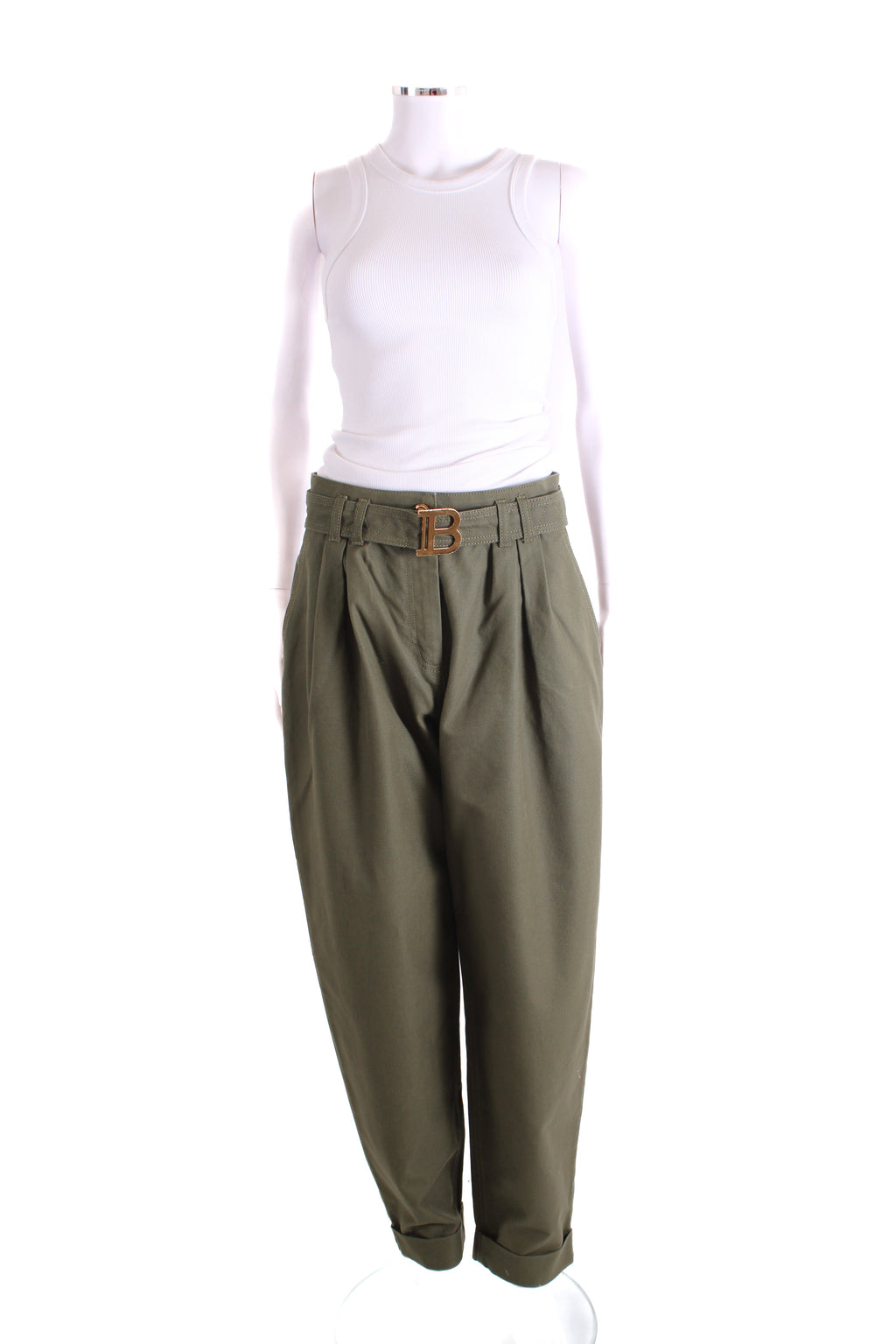 Balmain Belted Cargo Trousers Khaki 12