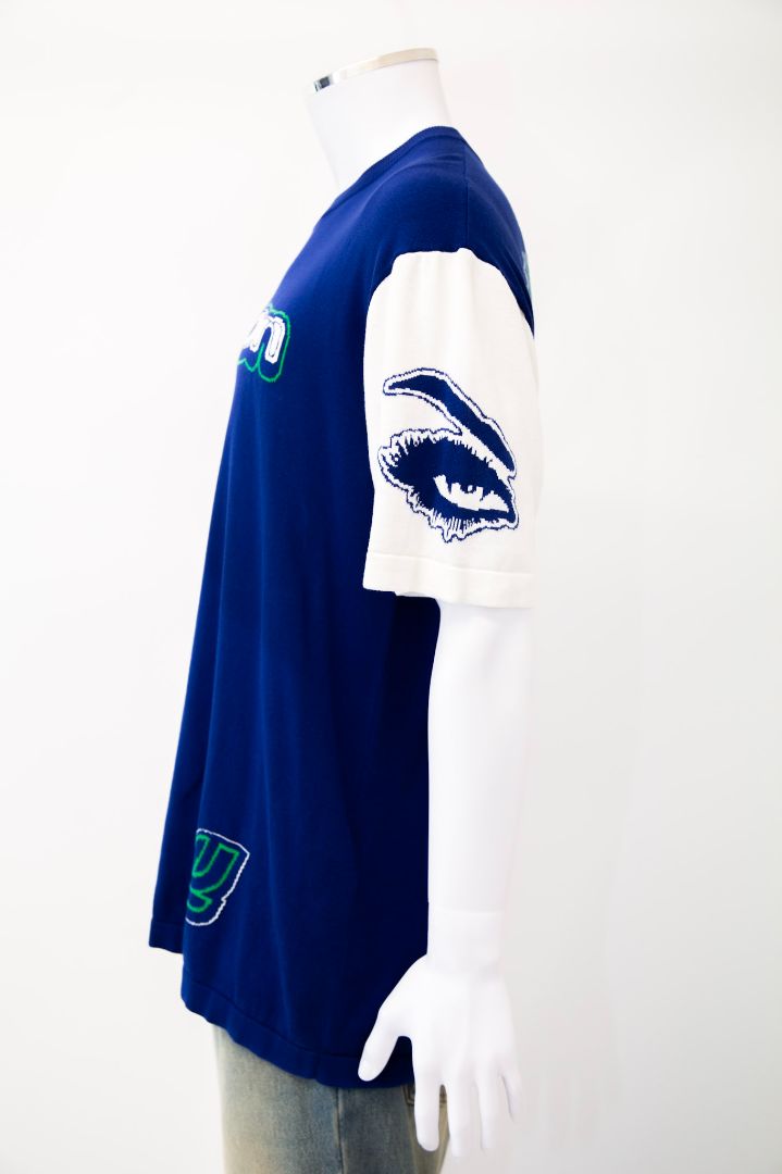 Louis Vuitton S/S Graffiti Logo Knit Top Blue/ White XL