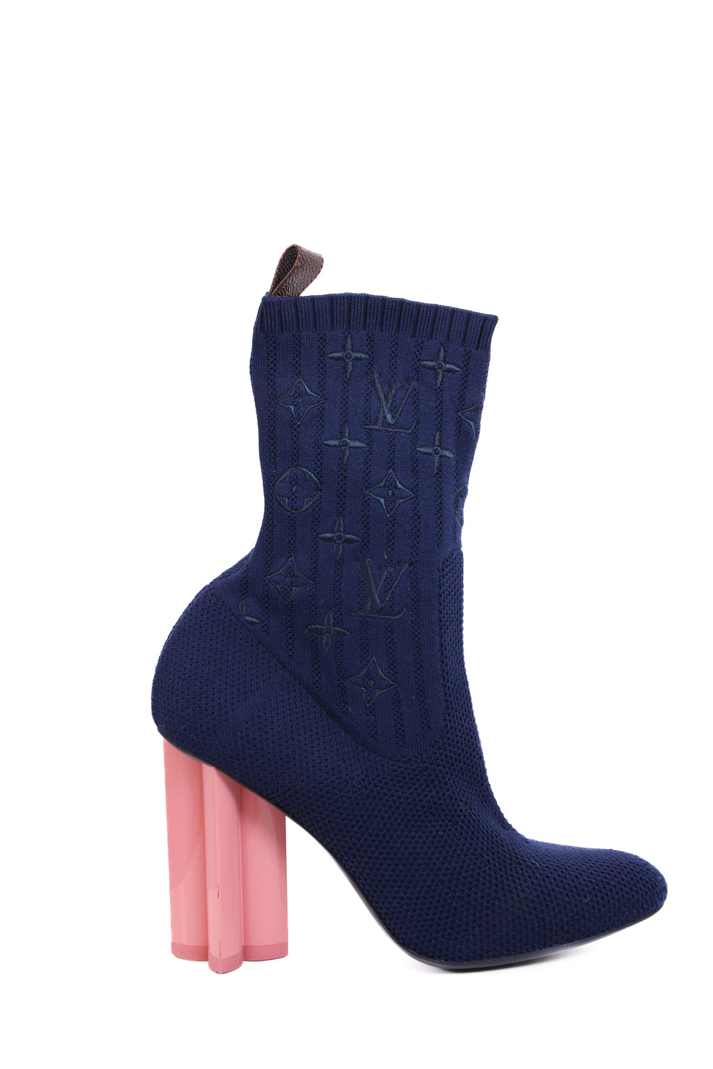 Louis Vuitton Silhouette Knit Ankle boot Navy/ Pink 37.5