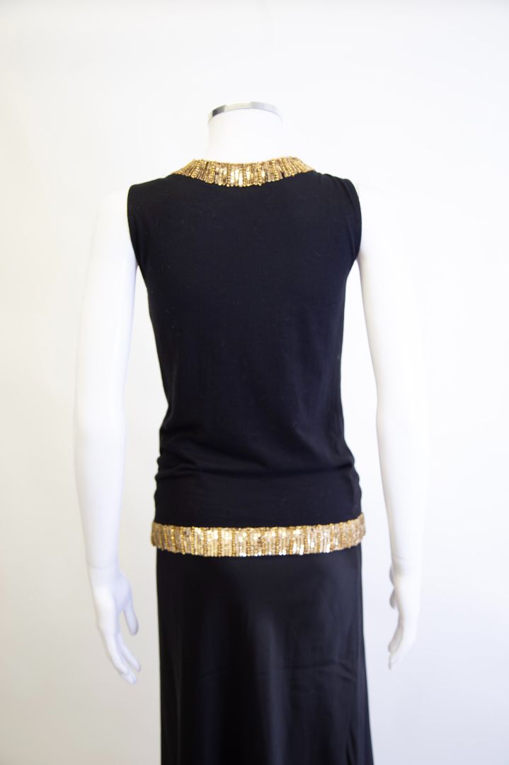 Balmain S/S Embellished Top Black/ Gold 8