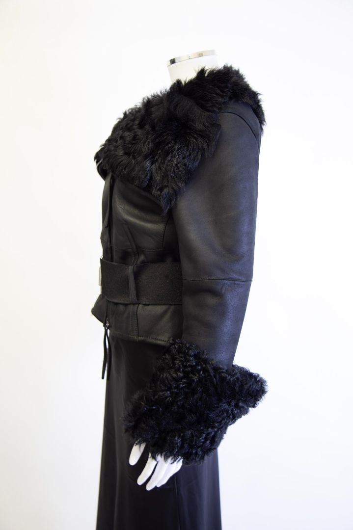 SportMax Shearling Biker Jacket Black 12