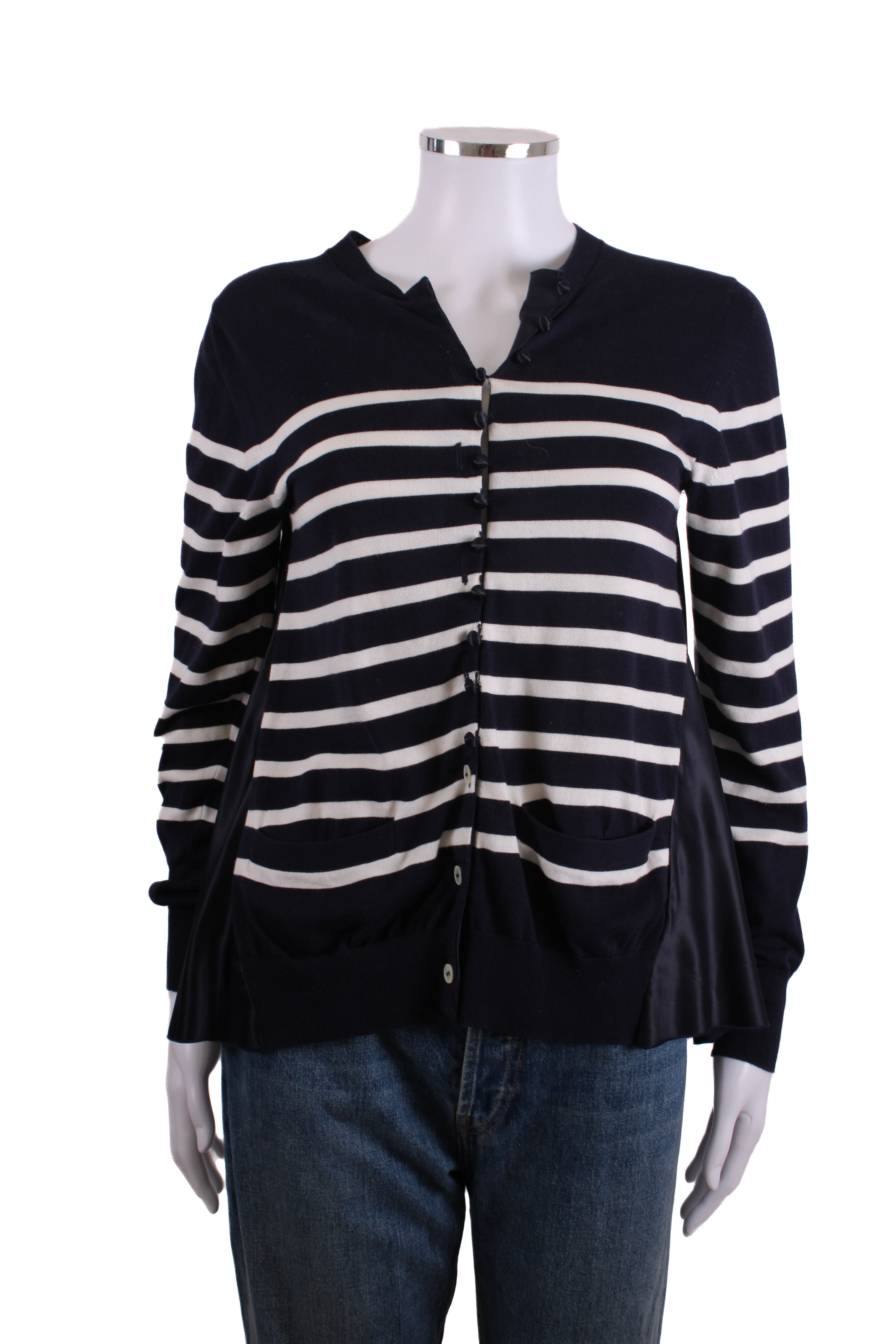 Sacai Luck L/S Stripe Cardigan Navy/ White 12