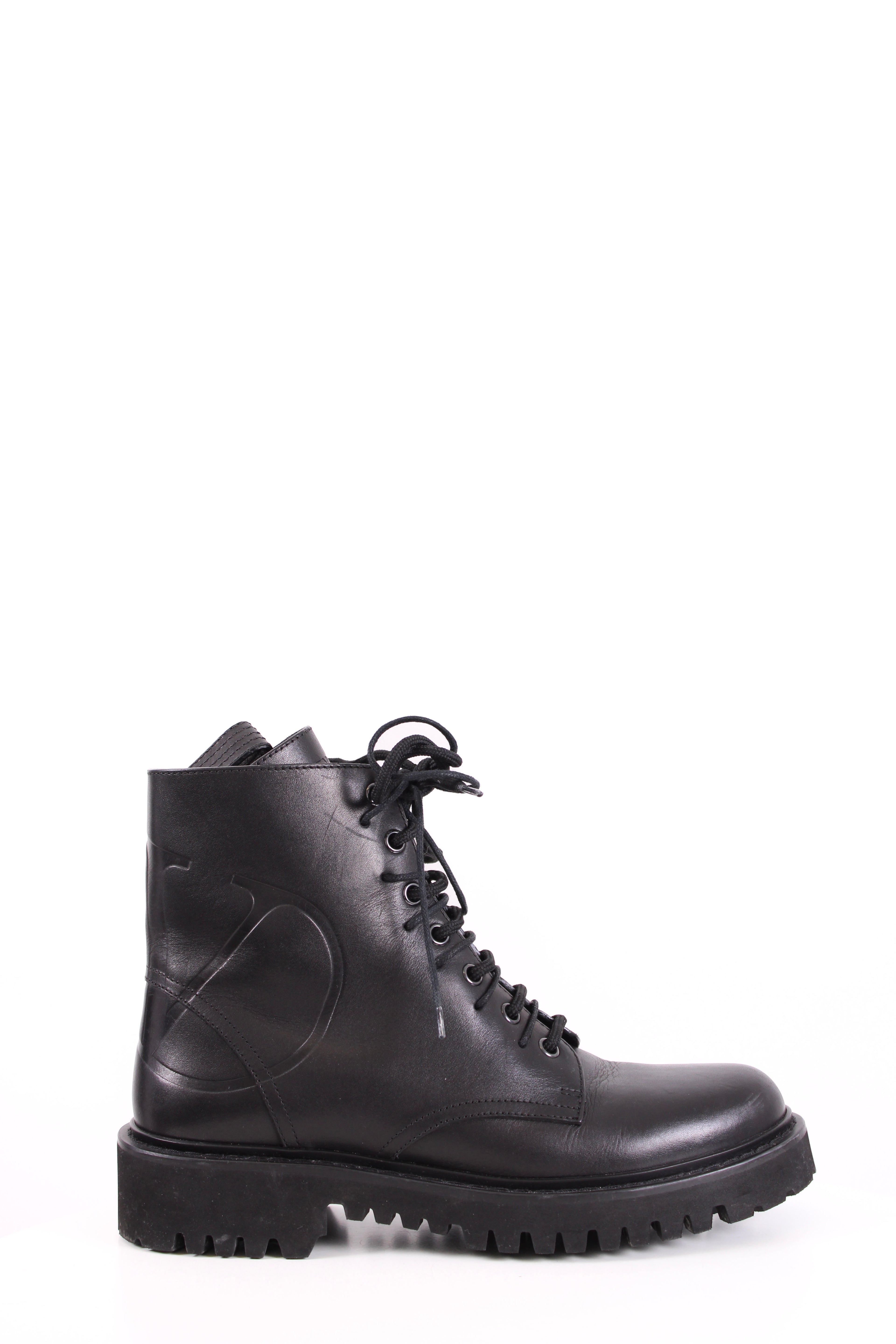 Valentino Side Zip Combat Boots Black 5