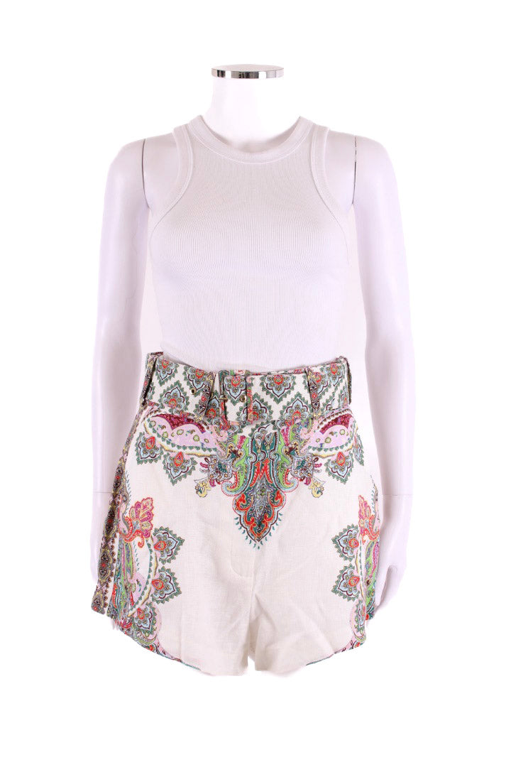 Zimmermann Paisley Print Shorts White/ Green S