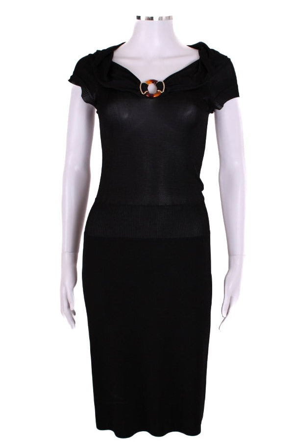 Gucci S/S Knitted Brooch Dress Black S