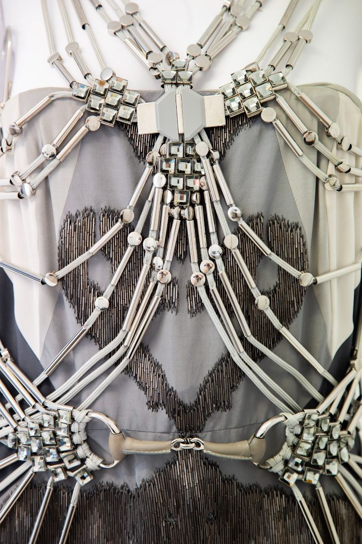 Gucci S/S Embellished Dress Silver/ Grey S