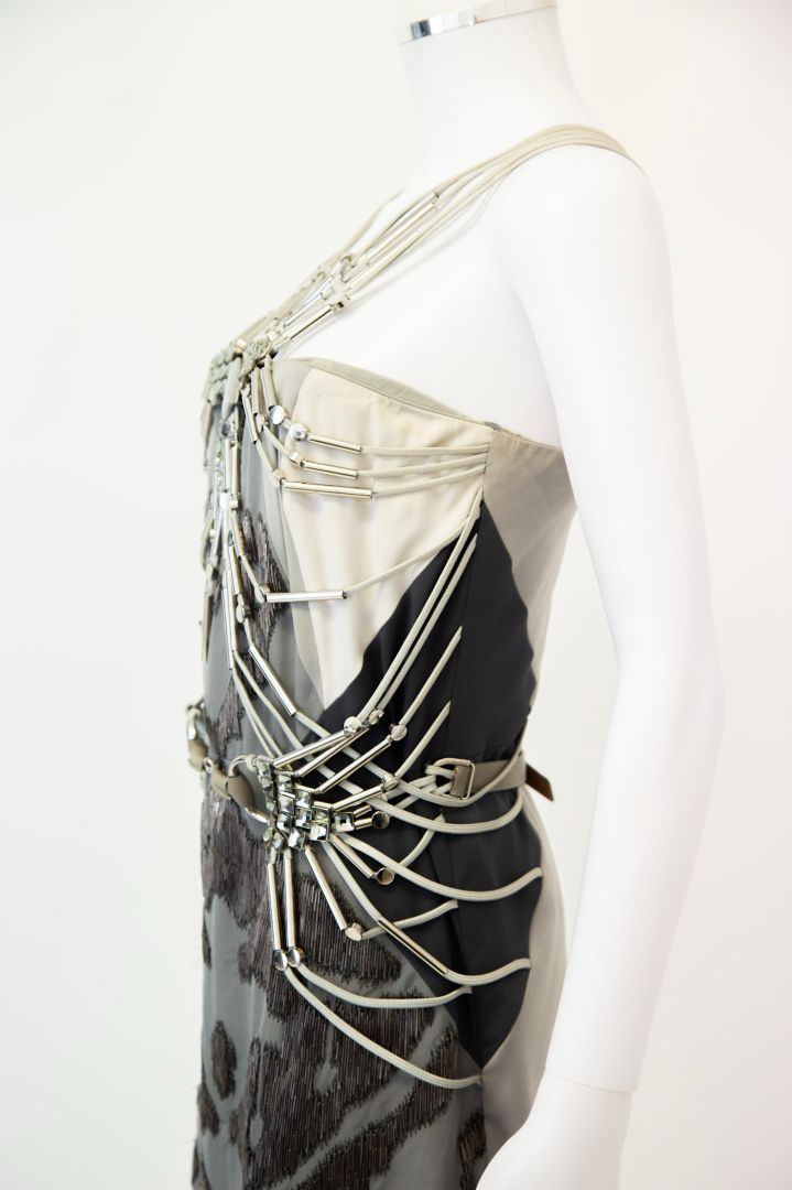 Gucci S/S Embellished Dress Silver/ Grey S
