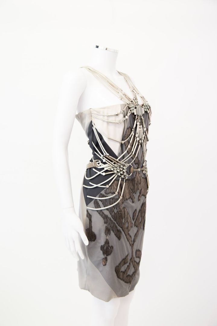 Gucci S/S Embellished Dress Silver/ Grey S