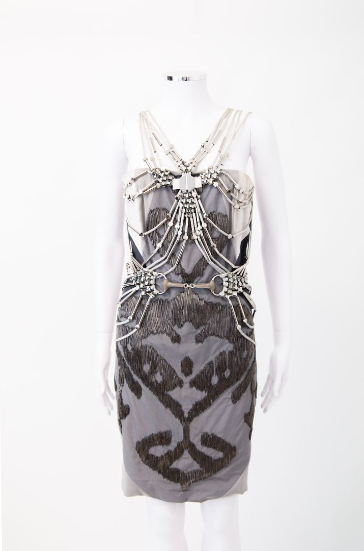 Gucci S/S Embellished Dress Silver/ Grey S