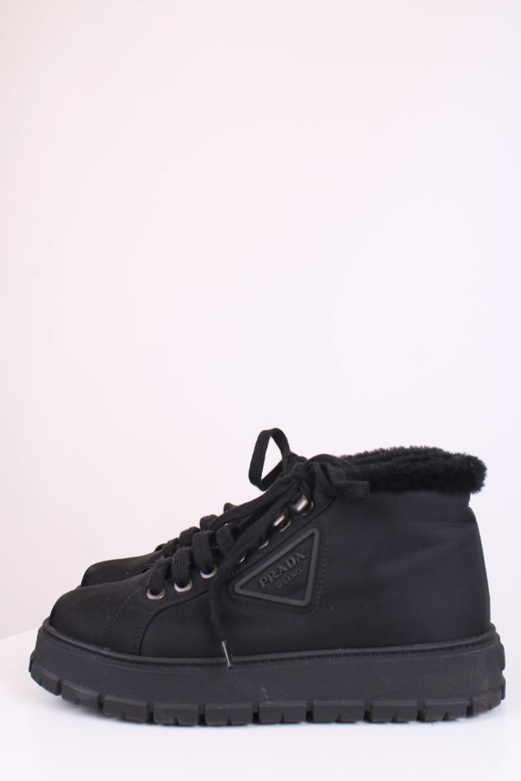 Prada Shearling Lined Trainers Black 40