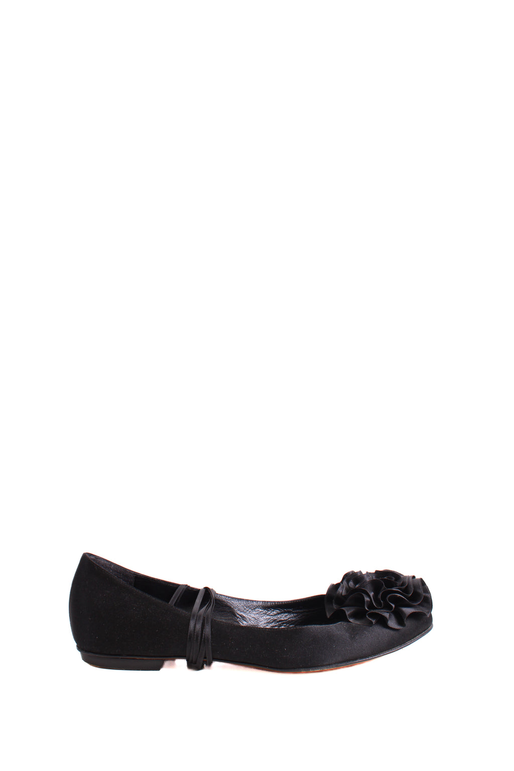 Chanel CC Ruffle Camellia Ballet Flats Black 38