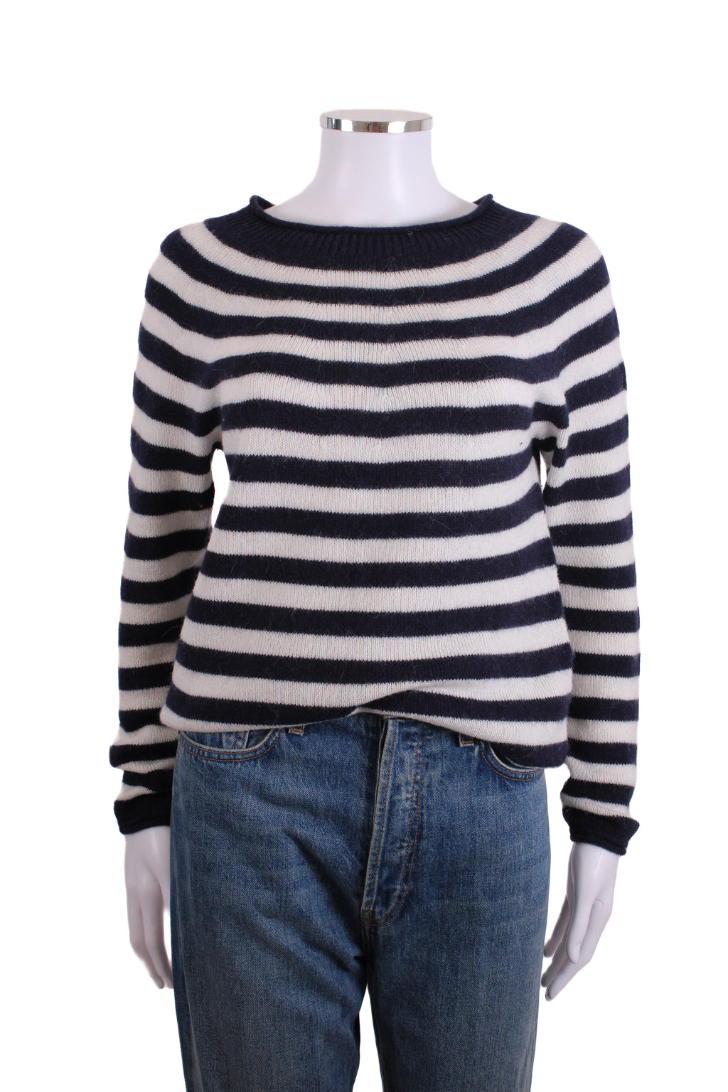 MarcCain L/S Stripe Jumper Navy/ White 8