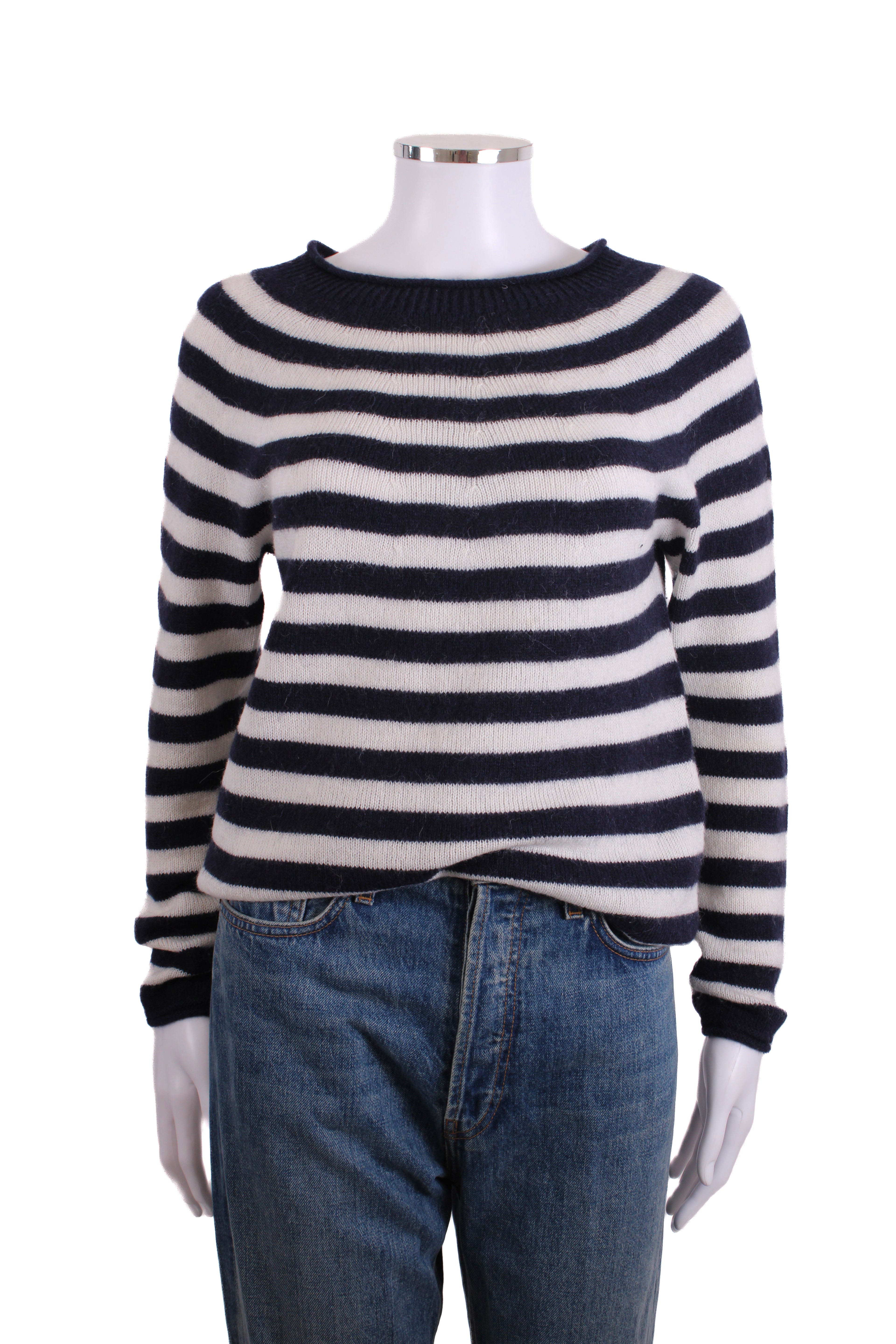 MarcCain L/S Stripe Jumper Navy/ White 8