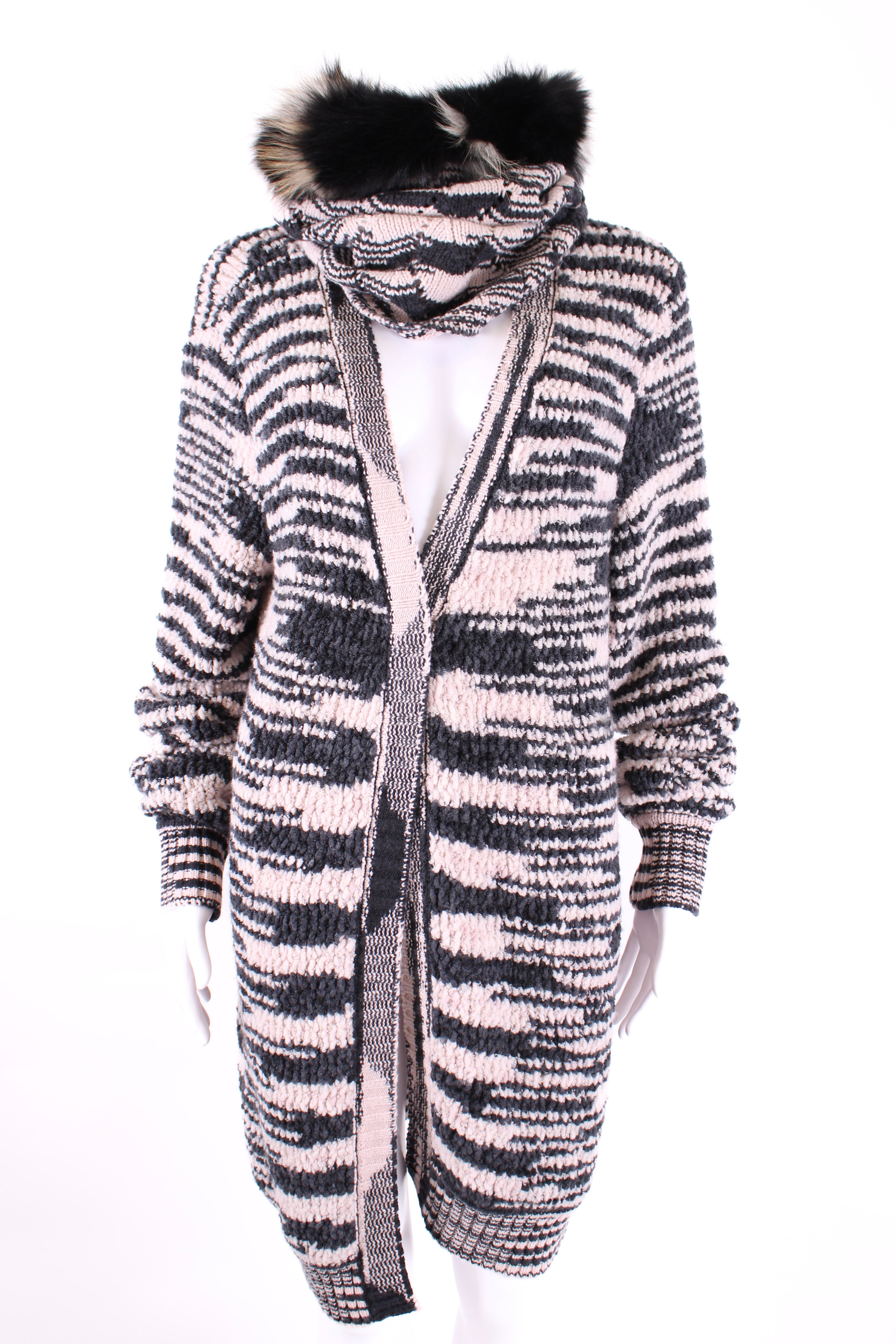 Missoni Cardigan/ Pom Pom Hat Co-ord Light Pink/ Grey M